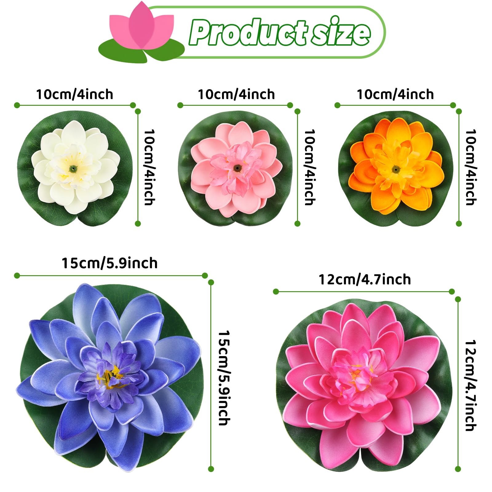 Amazon.com: QUOZUO 10PCS 3 Sizes Artificial Foam Lotus Floating